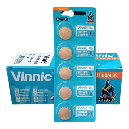 Caja Con 50 Pilas Cr1620 Litio 70 Mah Originales De Vinnic