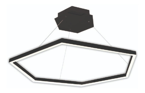 Colgante Led Hexa Simple 80cm 36w Negro Luz Calida Gsg