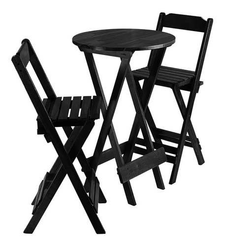 Conjunto Sala De Jantar Trecksm Trecksm Bistro Com 2 Cadeiras Desenho Liso Mesa De  99cm Comprimento Máximo X 55cm De Largura X 95cm De Altura - Preto