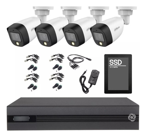 Kit Seguridad Dahua Cctv Dvr 8ch +4 Camara Full Color +disco