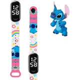 Relógio Digital Infantil Tipo Smart Mi Band Stitch Led