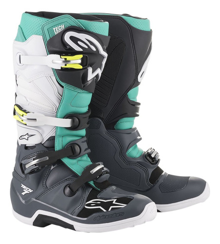 Botas Alpinestars Cross Tech 7 Blanco Y Turquesa