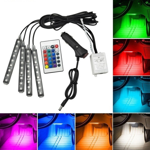 4 Tiras Led Rgb Control Remoto Luz Interior Exterio Autos /i