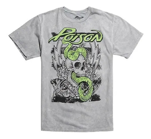 Playera Camiseta Poison Grupo Musica Band Calavera Serpiente