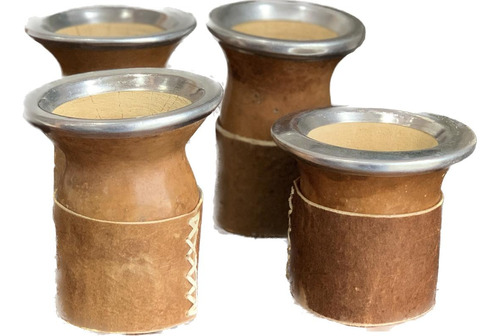 Mate Criollo Calabaza Virola Aluminio Soporte Cuero 