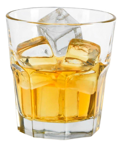 Set X6 Vaso Whisky Cristal Fino Octagonal 205ml Premium 