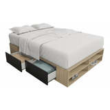 Box De Cama Con Cajonera + Zapatero Organizador Base Somier