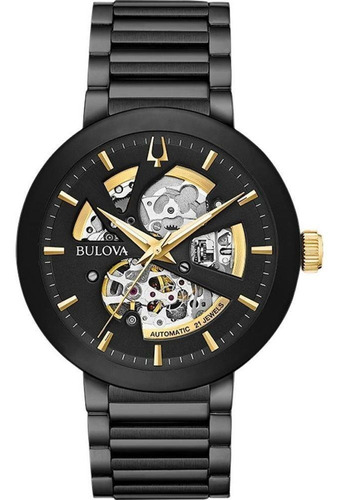 Relógio Bulova Futuro Masculino Automático 98a203 Esqueleto 