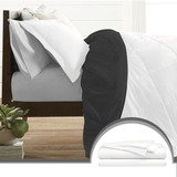 Edredon Blanco / Negro + Sabanas Unicolor Sm My Home Store