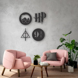 Cuadro Artesanal Cuadriptico Harry Potter Calado Mdf 50x50cm