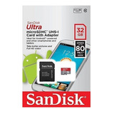 Micro Sd 32gb Clase 10 Sandiks 80mb/s + Lector Micro Sd