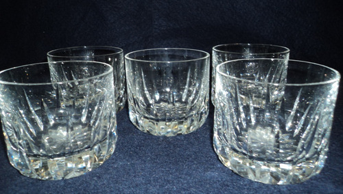Impecable Juego 5 Vasos Whisky Cristal Tallado A Mano (256p)