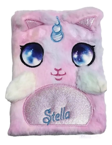 Cuaderno Diario De Peluche Gatito Unicornio Kawaii