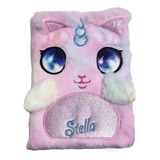 Cuaderno Diario De Peluche Gatito Unicornio Kawaii