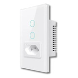 Interruptor Inteligente 2 Botões Touch C/tomada Alexa Wi-fi