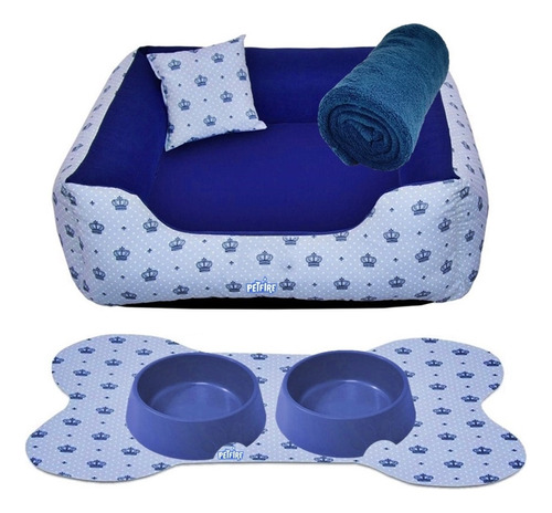 Caminha Cama Pra Pet Cachorros Gatos + 02 Comedouro + Manta