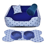 Caminha Cama Pra Pet Cachorros Gatos + 02 Comedouro + Manta