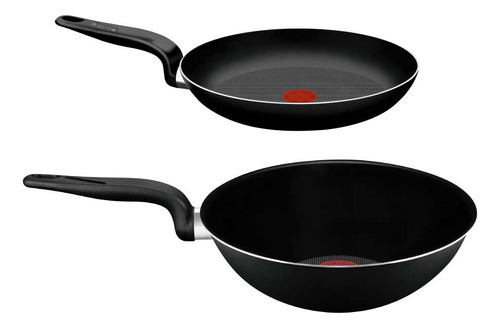 Set Sarten 24cm + Wok 28cm Tefal Teflon Pratika Argenshop Color Negro