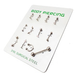 Oferta! 12 Piercing Surtidos Acero Quirurgico Por Mayor