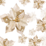 Conjunto De 24 Flores Navideñas Con Diamantina Para Decorac