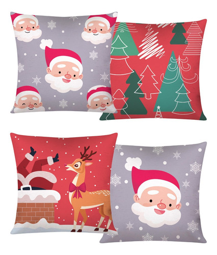 Kit C/ 4 Capas De Almofada Decorativas Natal 42x42 Promoção