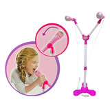 Microfono Karaoke Doble Pedestal Luces Mp3 Niños Juguete 