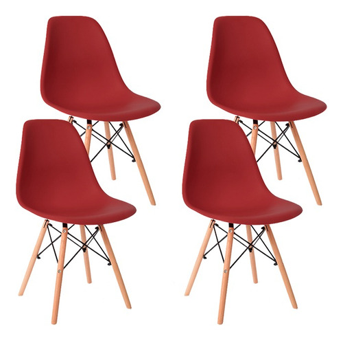 Set De 4 Sillas Estilo Eames Comedor Moderna Komfort 