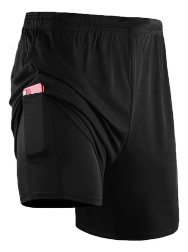 Shorts Masculino 2 Em 1 Fitness Bermuda Para Treino