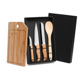 Kit Para Cozinha/pão Em Bambu/inox- 5 Pçs Welf