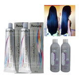 Kit Profissional Para Cabelos Preto Azulado 2 Tinta + 2 Ox