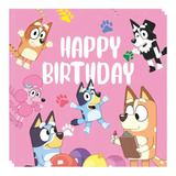 Pack 20 Servilletas Para Cumpleaños Bluey Rosado - Glovers