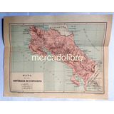 República De Costa Rica Antiguo Mapa Color 1884 Plano Carta