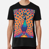 Remera Guay Colorido Pavo Real Lindo Femenino Naranja Azul P