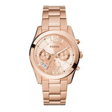 Reloj Fossil Es3885 Para Mujer Color De La Malla Oro Rosa Color Del Bisel Rose Color Del Fondo Rose