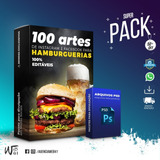 Pack Para Hamburgueria - 100 Artes De Mídias Sociais + Bonus