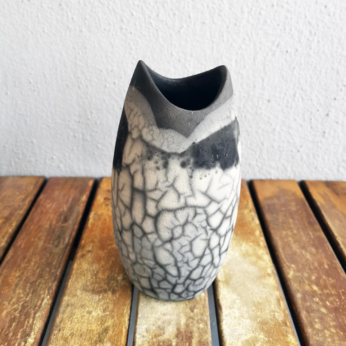 Jarron Ceramica Raku 6.3  - Regalo Bohemio Y Decorativo