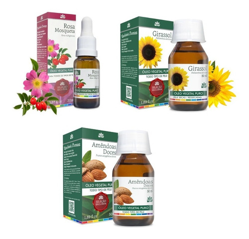 Kit Óleo Vegetal De Girassol Amêndoas Rosa Mosqueta Wnf