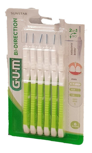 Gum 2114 Cepillo Bi-direccional Interdentales 2en1, 0.7m 