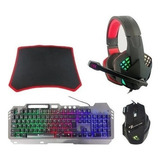 Kit Gamer Pc Teclado Metal Mouse Audifono Mousepad K1099