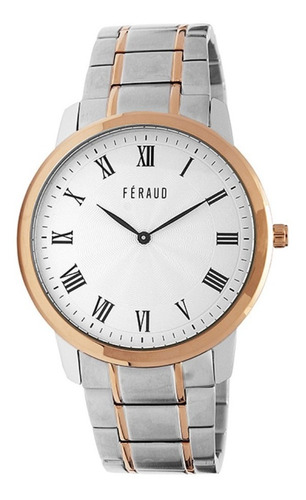 Reloj Feraud Hombre Acero Con Rose Numeros Romanos Lf20059gr