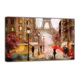 Cuadro Moderno Canvas París Atardecer Óleo 80x120cm