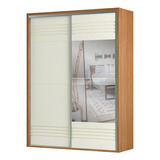 Guarda Roupa Solteiro Espelho 179cm 100%mdf Tw601e Freijóoff Cor Creme