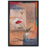 Quadro Abstrato Floral 64x94 Com Moldura - Vaso Vidro 1