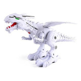Dinosaurio Dragon Rex Robot Transformer Ruge Luz Sonido Pila Color Blanco Personaje T Rex Metalico