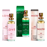 Kit 3 Perfume Feminino Amakha Paris Love Green Apple Emoções