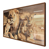 Quadro Leão Família Filhotes Luxo Sala Quarto 120x80 Vidros