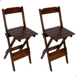 2 Cadeiras Bistrô Dobrável Bar/jardim/casa - Madeira Maciça Cor Imbuia