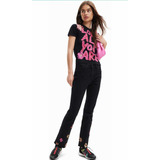 Polera Love Desigual S/m Nueva Calce Ajustado Negra