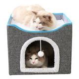 Casa Y Cama Plegable Para Gato Con Cojín Suave,gris