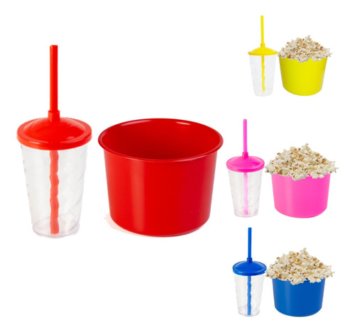 Kit Cinema 25 Balde Pipoca 1,5l+ Copos Twister Transparente